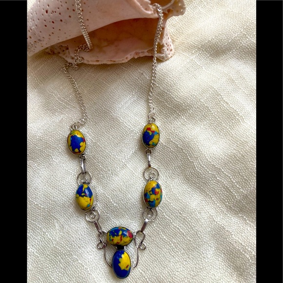 Jewelry - NEW Mosaic Jasper, 925 Silver Necklace